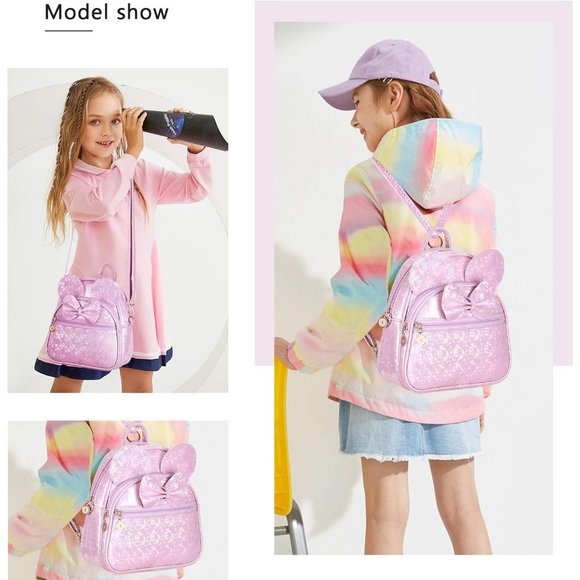 Bowknot Polka Dot Mini Backpack And Convertible Shoulder Bag Purse for Women - Picture 7 of 7